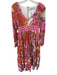 CK Bradley Size XS Orange & Pink Cotton Long Sleeve Kaleidoscope V Neck Dress Orange & Pink / XS