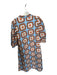 Olivia James Size S Brown & Blue Cotton Long Balloon Sleeve Abstract Dress Brown & Blue / S