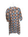 Olivia James Size S Brown & Blue Cotton Long Balloon Sleeve Abstract Dress Brown & Blue / S