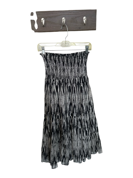 Elizabeth James the Label Size XS Cream & Black Cotton Smocked Waist Band Skirt Cream & Black / XS