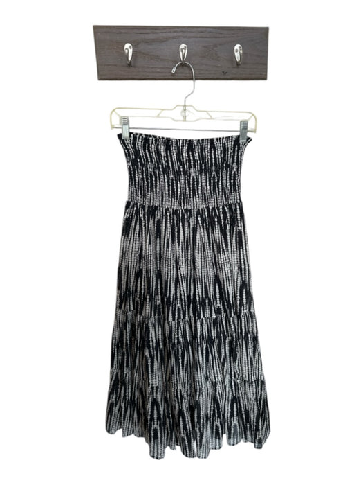 Elizabeth James the Label Size XS Cream & Black Cotton Smocked Waist Band Skirt Cream & Black / XS