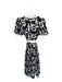 English Factory Size S Cream & Black Polyester Short Balloon Sleeve Belted Dress Cream & Black / S