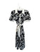 English Factory Size S Cream & Black Polyester Short Balloon Sleeve Belted Dress Cream & Black / S