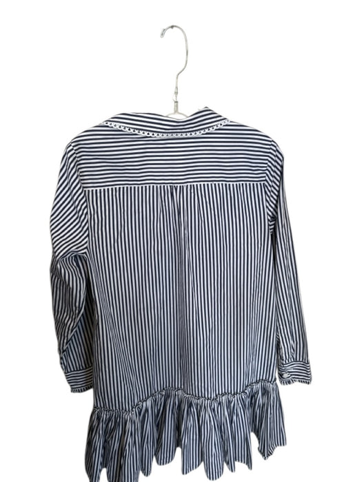 J. Crew Size S White & Navy Cotton Long Sleeve Striped Drop Waist Collar Dress White & Navy / S