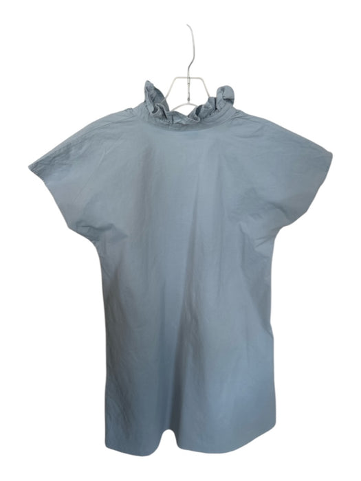 Never a Wallflower Size XS Slate Blue Cotton Cap Sleeve Ruffle Collar Dress Slate Blue / XS