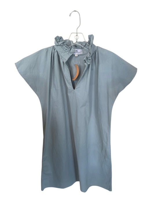 Never a Wallflower Size XS Slate Blue Cotton Cap Sleeve Ruffle Collar Dress Slate Blue / XS