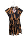 Crosby Size XS Brown & Black Cotton Cap Sleeve Abstract V Neck Maxi Dress Brown & Black / XS