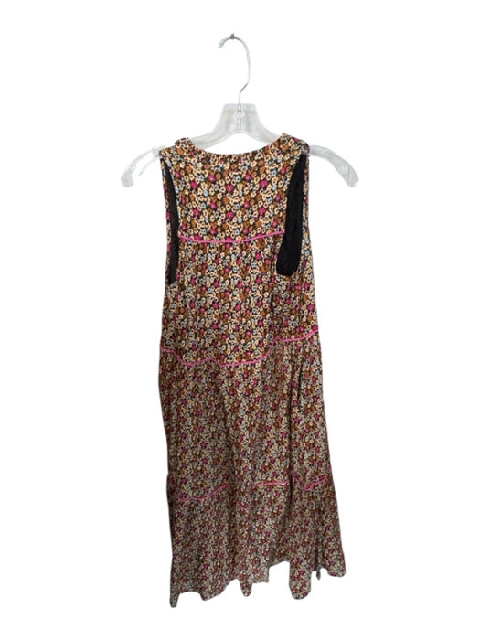 Olivia James Size S Yellow & Pink Cotton Sleeveless Flowers Crinkle Maxi Dress Yellow & Pink / S