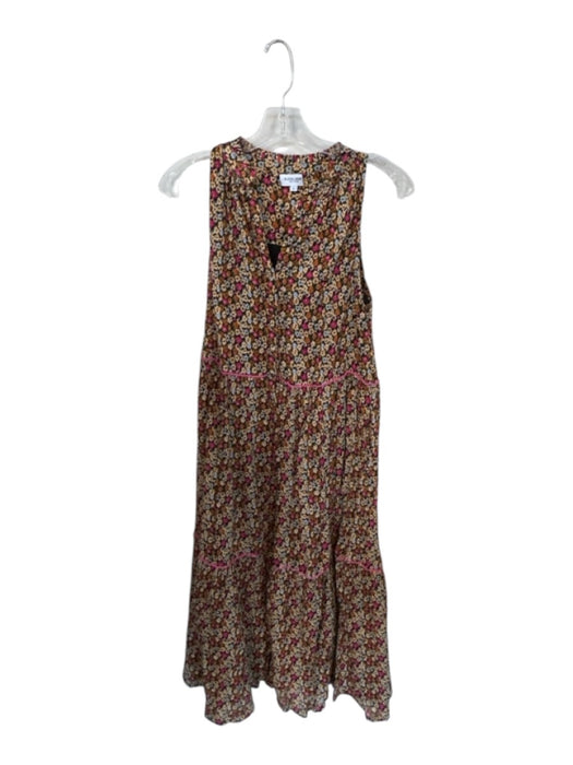 Olivia James Size S Yellow & Pink Cotton Sleeveless Flowers Crinkle Maxi Dress Yellow & Pink / S