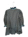Entro Size S Navy & Green Cotton Long Balloon Sleeve Flowers Ruffle Neck Dress Navy & Green / S