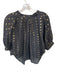 Never a Wallflower Size XS Black & Gold Cotton Blend 3/4 Balloon Sleeve Top Black & Gold / XS