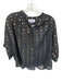 Never a Wallflower Size XS Black & Gold Cotton Blend 3/4 Balloon Sleeve Top Black & Gold / XS