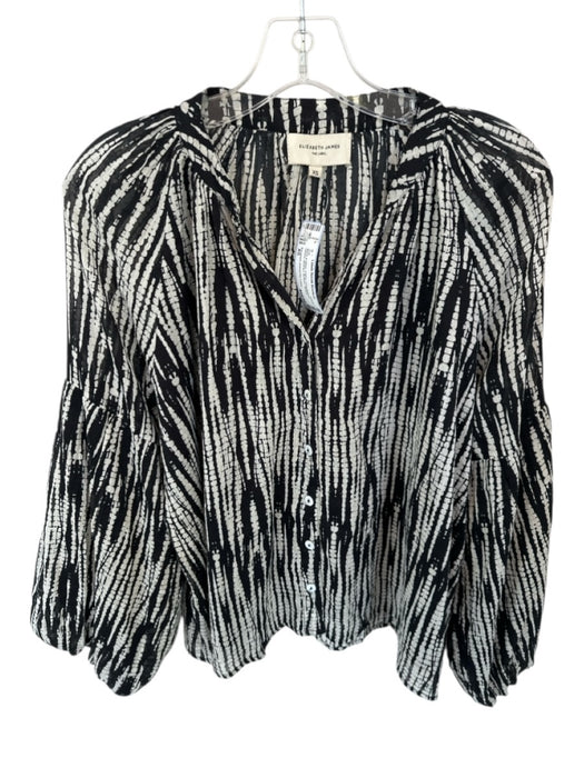 Elizabeth James the Label Size XS Black & White Cotton Long Balloon Sleeve Top Black & White / XS