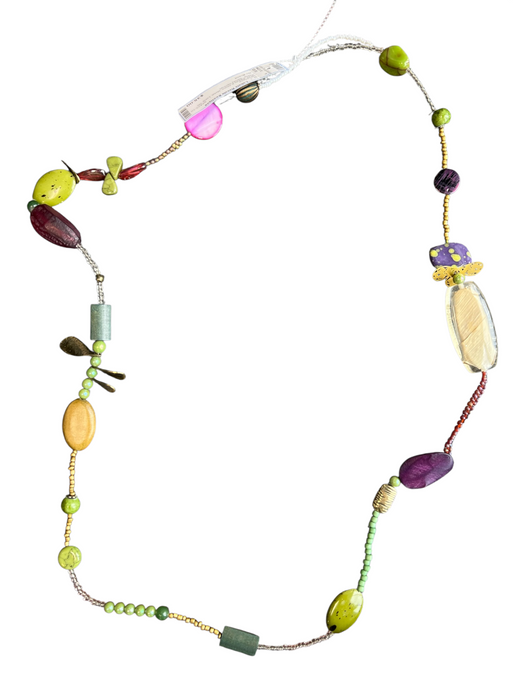 No Brand Multi Beads & Stone Metal Long No Clasp Necklace Multi