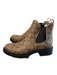 Coach Shoe Size 8.5 Brown Canvas Rubber Lug Sole Beaded Trim Pull On Ankle Boots Brown / 8.5