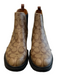 Coach Shoe Size 8.5 Brown Canvas Rubber Lug Sole Beaded Trim Pull On Ankle Boots Brown / 8.5