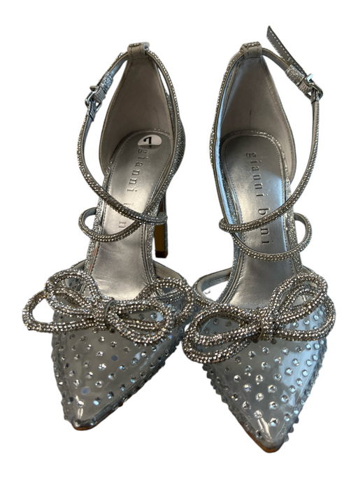 Gianni Bini Shoe Size 7 Silver PVC Rhinestone Applique Pointed Toe Shoes Silver / 7