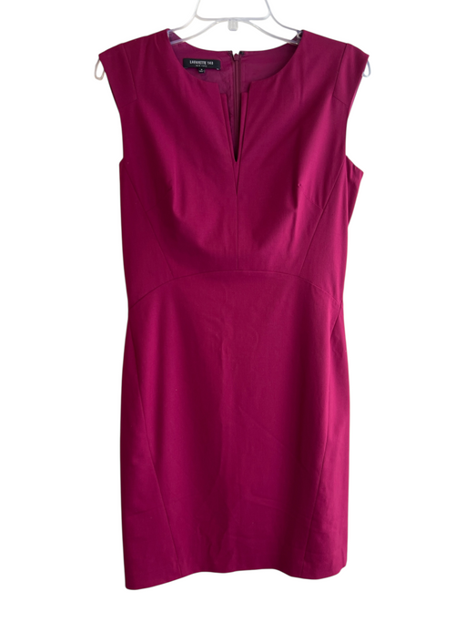 Lafayette 148 Size 4 Pink Wool & Spandex Round Neck V Neck Cap Sleeve Dress Pink / 4