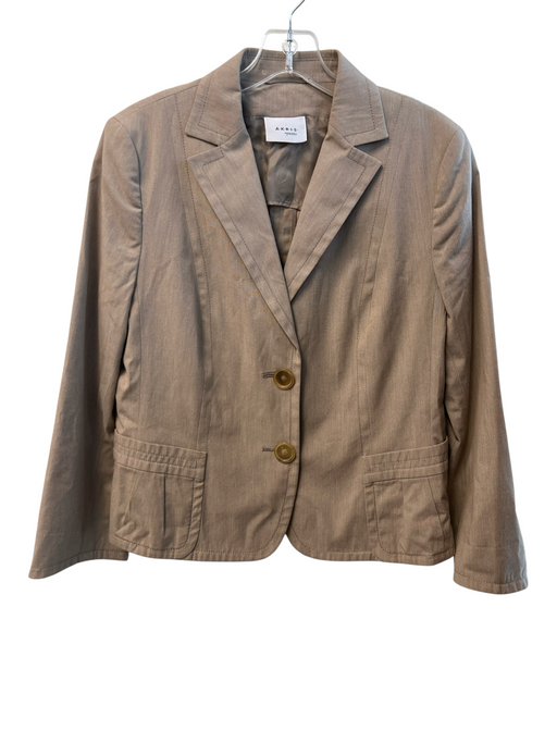 Akris Punto Size 10 Brown Cotton Blend Stretch Pinstripe Seam Detail Jacket Brown / 10