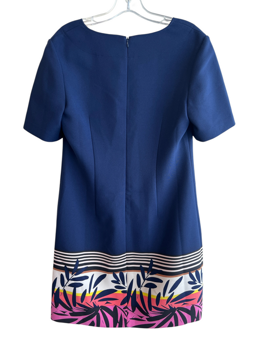 Trina Turk Size 6 Blue Polyester & Spandex Split Neckline Printed Hem Dress Blue / 6