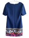 Trina Turk Size 6 Blue Polyester & Spandex Split Neckline Printed Hem Dress Blue / 6