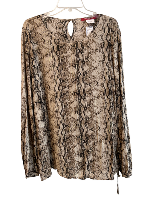 Marina Sport Size 18 Brown Viscose Metallic Thread Snakeskin Stripe Top Brown / 18