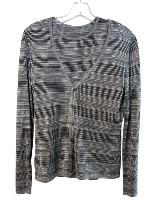 Escada Size 34 Gray Wool Blend Knit Striped Sleeveless Twinset Top Gray / 34