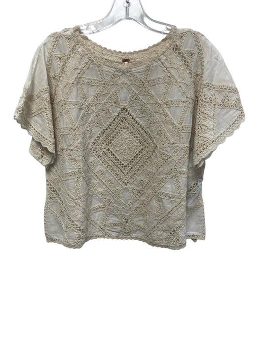 Free People Size XS Cream Cotton Crochet Lace Top Cream / XS