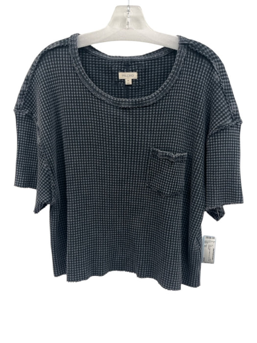 Pilcro Size XS Grey Cotton Waffle Knit Chest Pocket Top Grey / XS