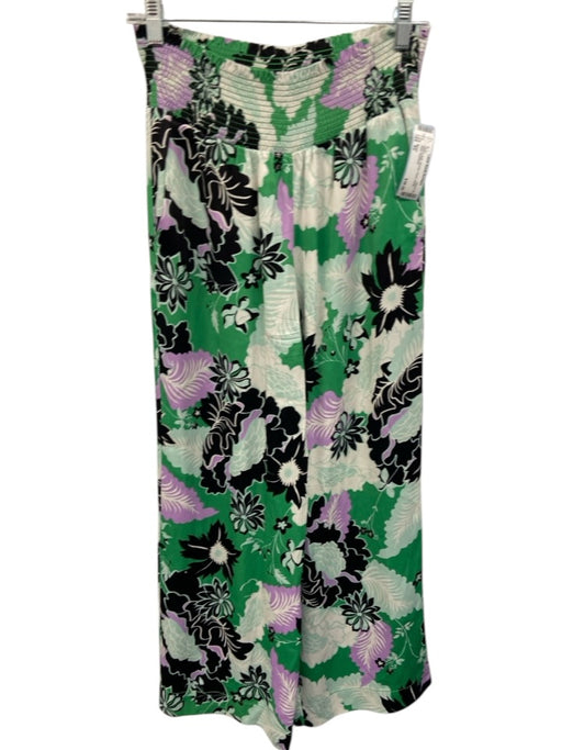 Maeve Size XS White & Multi Viscose Floral Elastic Waist Pants White & Multi / XS