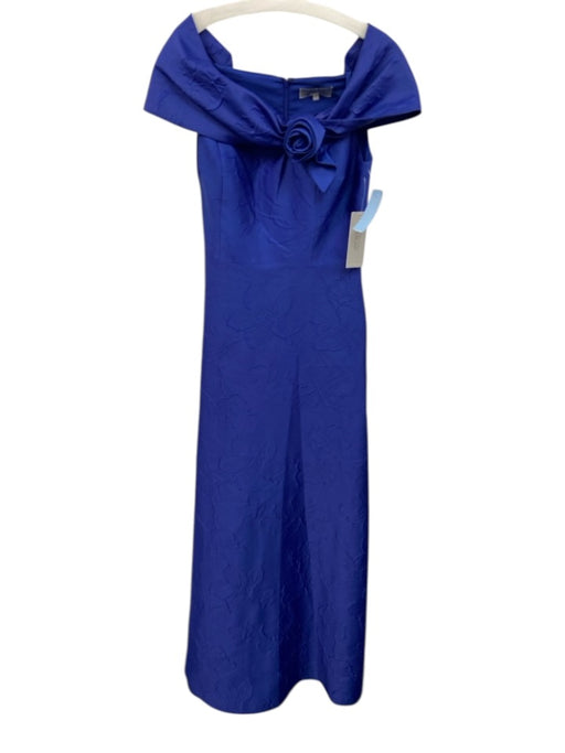 Rickie Freeman for Teri Jon Size 8 Royal Blue Polyester Floral Brocade Gown Royal Blue / 8