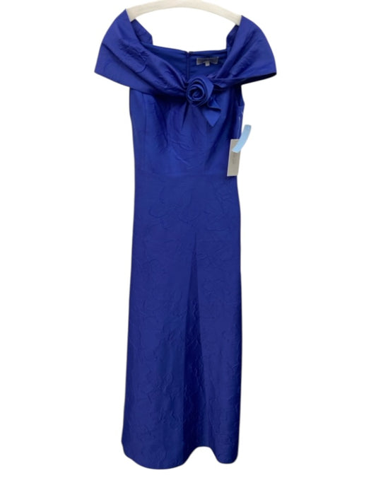 Rickie Freeman for Teri Jon Size 8 Royal Blue Polyester Floral Brocade Gown Royal Blue / 8