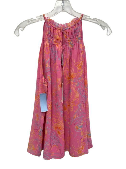 Ramy Brook Size M Pink & Multi Polyester Sleeveless Halter Neck Keyhole Top Pink & Multi / M