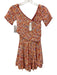 Poupette St. Barth Size S Peach Pink & Multi Viscose Floral Short Sleeve Dress Peach Pink & Multi / S