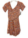 Poupette St. Barth Size S Peach Pink & Multi Viscose Floral Short Sleeve Dress Peach Pink & Multi / S