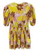 XiRENA Size XS Yellow, Pink & Brown Cotton Botanical Print 1/2 Puff Sleeve Dress Yellow, Pink & Brown / XS