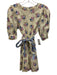 Paloma Blue Size XS Cream Beige & Multi Linen Floral 1/2 Puff Sleeve Dress Cream Beige & Multi / XS