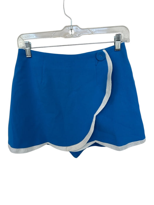 Maeve Size 2 Blue & White Polyester Blend Scallop Detail Crossover Mini Skort Blue & White / 2