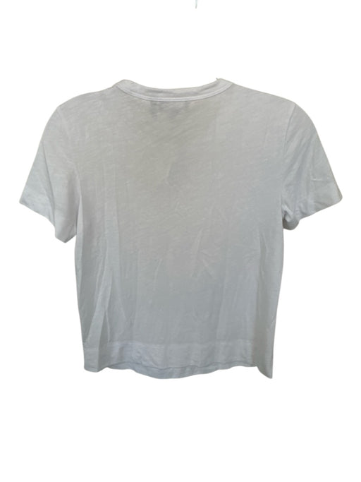 Theory Size P White Cotton Blend Short Sleeve Crew Neck T-shirt Top White / P