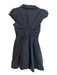 Free People Size S Black Cotton Collared Button Up Cap Sleeve Gathered Dress Black / S