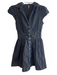 Free People Size S Black Cotton Collared Button Up Cap Sleeve Gathered Dress Black / S
