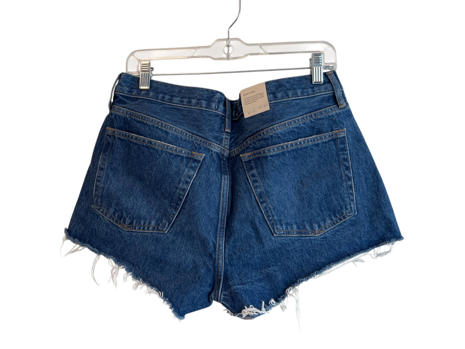 Agolde Size 29 Dark Wash Cotton High Rise Button Fly 5 Pocket Raw Hem Shorts Dark Wash / 29