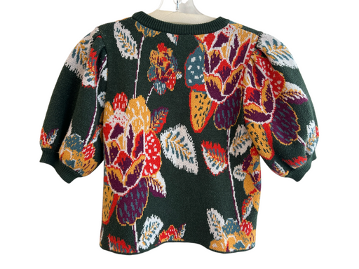 Farm for Anthropologie Size S Green & Multi No Fabric Tag Knit Floral Sweater Green & Multi / S