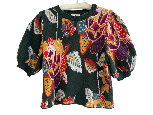 Farm for Anthropologie Size S Green & Multi No Fabric Tag Knit Floral Sweater Green & Multi / S