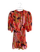 Farm Rio Size S Orange & Multi Viscose Round Neck 1/2 Puff Sleeve Tropical Dress Orange & Multi / S
