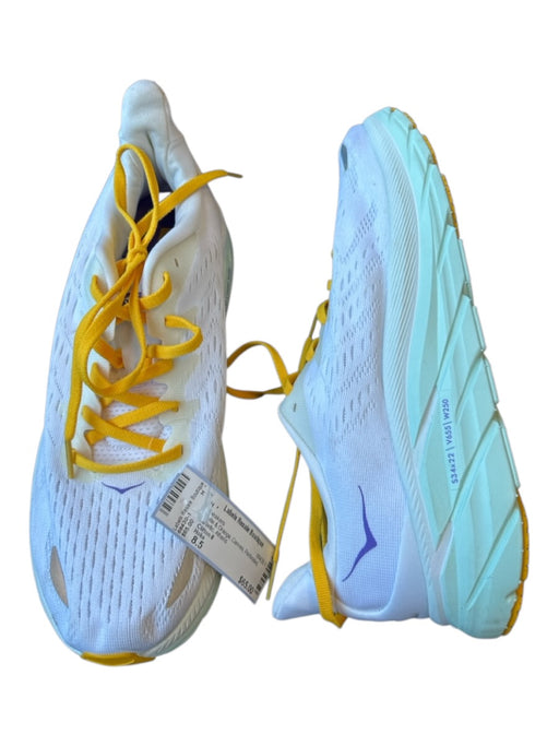 Hoka Shoe Size 8.5 White & Orange Canvas Perforated Athletic Sneakers White & Orange / 8.5