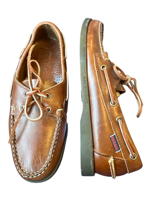 Sebago Shoe Size 7.5 Dark Brown Leather Lace Up Boat Shoe Men's Loafers Dark Brown / 7.5