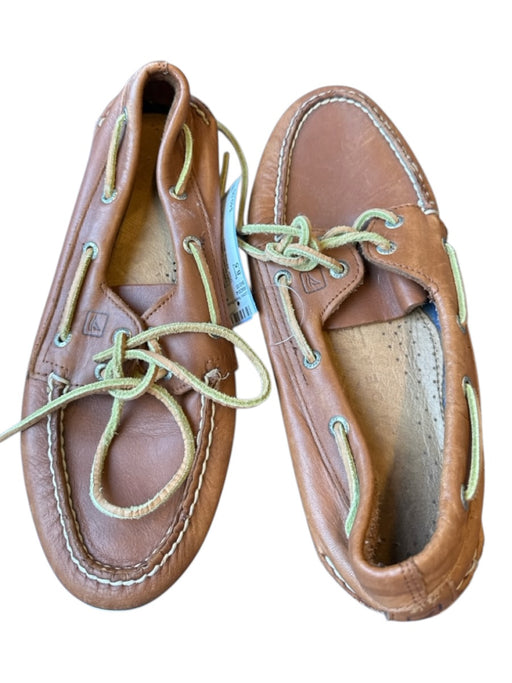 Sperry Shoe Size 8.5 Light Brown Leather Lace Up Boat Shoe Men's Loafers Light Brown / 8.5