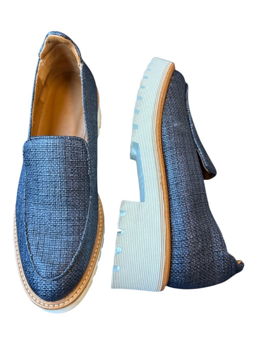 M. Gemi Shoe Size 36.5 Navy & Cream Canvas Platform Loafers Navy & Cream / 36.5
