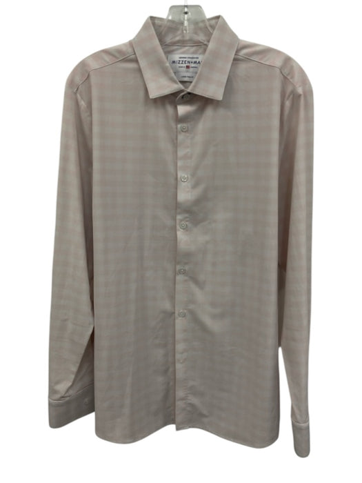 Mizzen + Main Size L Pink & White Polyester Gingham Men's Long Sleeve Shirt Pink & White / L